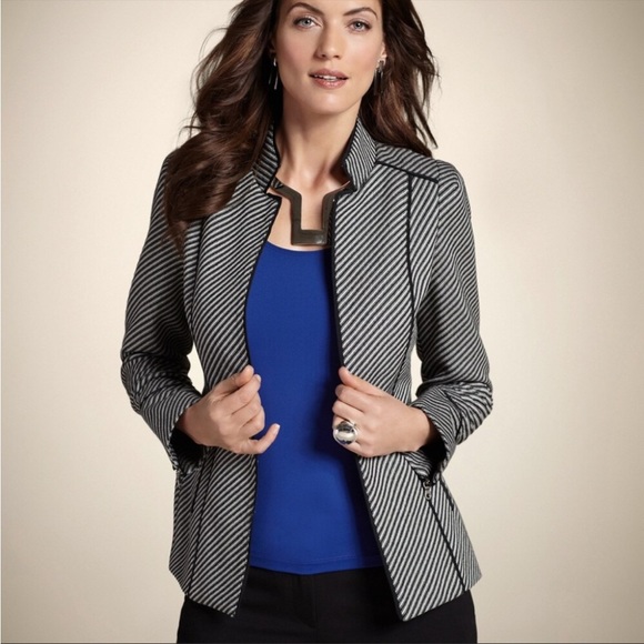 Chico's Jackets & Blazers - Chico’s Womens Diagonal Jacquard Striped Lise Jacket